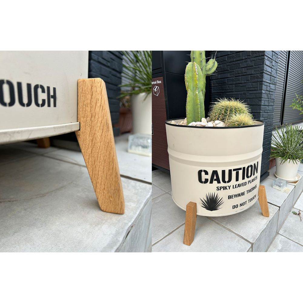 ドラム缶プランター ドラム缶プランター 【本体ベージュ×脚ナチュラル色】: 有田川町ANAの