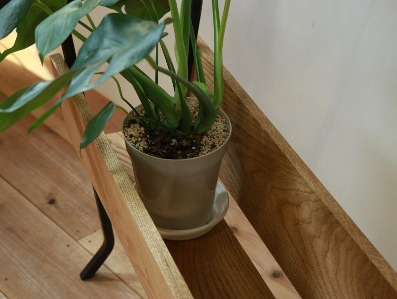 家具 アイアンとオークのプランター カバン置き