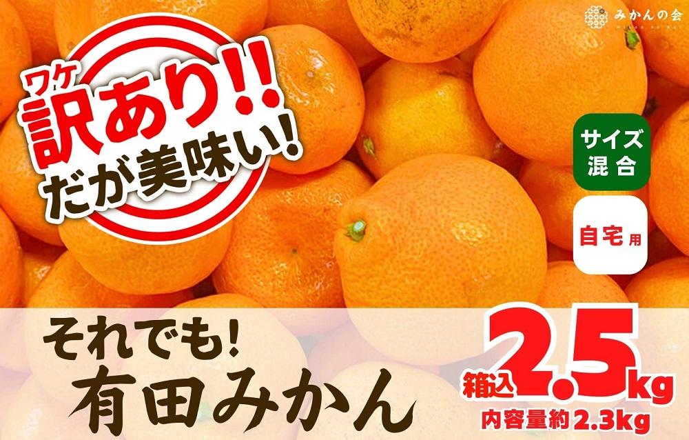 訳あり それでも 有田みかん 箱込 2.5kg (内容量約 2.3kg) サイズミックス B品 有田みかん 和歌山県産 産地直送 家庭用［2025年11月中旬より2026年1月中旬頃順次出荷予定］［みかんの会］
