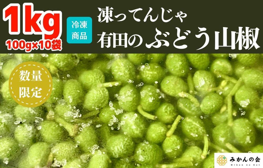 【6月下旬出荷予定】冷凍山椒 凍ってんじゃ ぶどう山椒 1kg ( 100g × 10袋 ) 和歌山県産 【みかんの会】