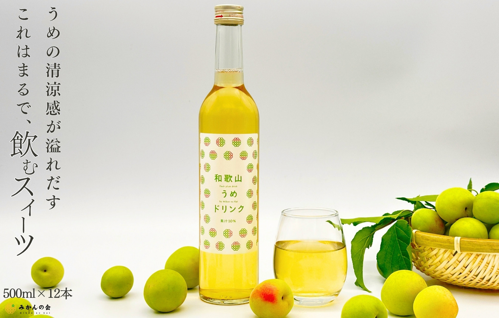 和歌山のうめドリンク 500ml × 12本  和歌山産 紀州の梅使用 無添加 ストレート 【みかんの会】