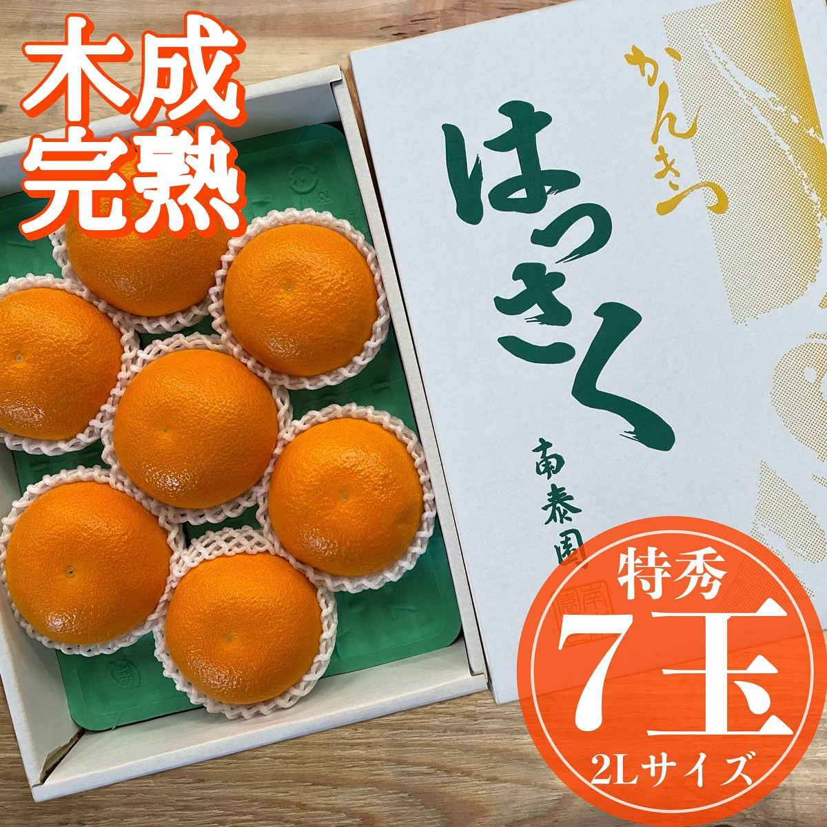 木成完熟 紅はっさく 特秀 大玉 2L × 7玉入 化粧箱 南泰園【2026年4月上旬～発送】