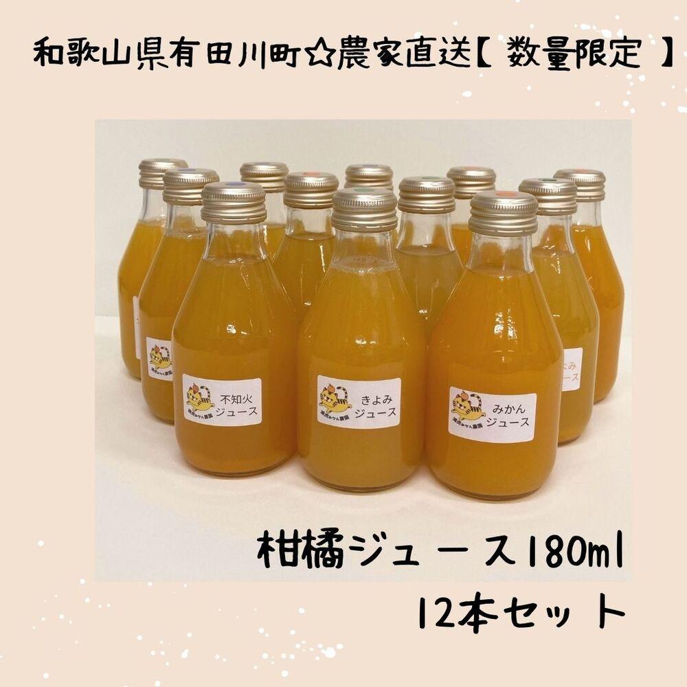 数量限定 有田みかんの産地から届く 果汁100％！ 搾りたての柑橘ジュース 180ml×12本
