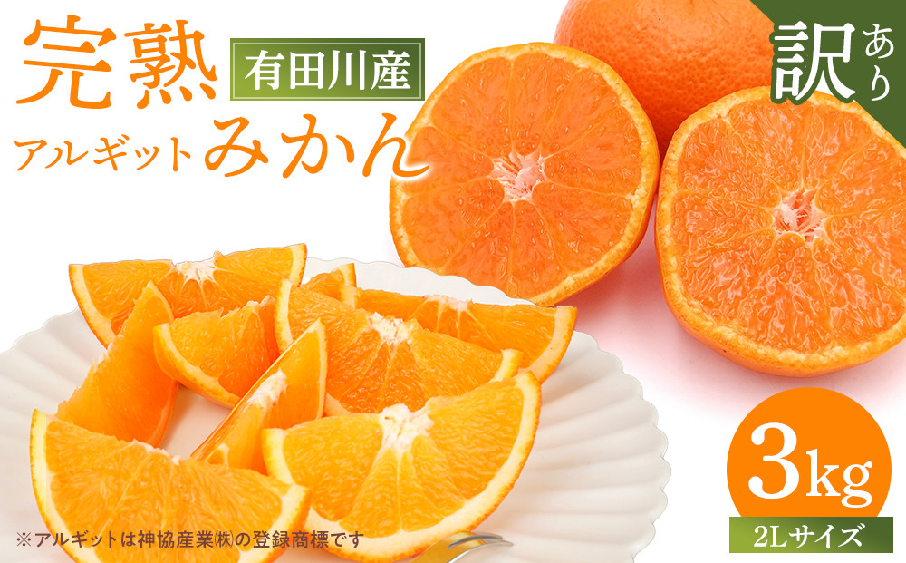 完熟 アルギット みかん 3kg 2L 大玉サイズ 訳あり | 年内発送 可 先行予約 みかん 有田みかん 甘い おいしい ジューシー 皮 薄い 完熟 期間限定 フルーツ 果物 人気 おすすめ こだわり ギフト 旬 お取り寄せ 送料無料 和歌山
