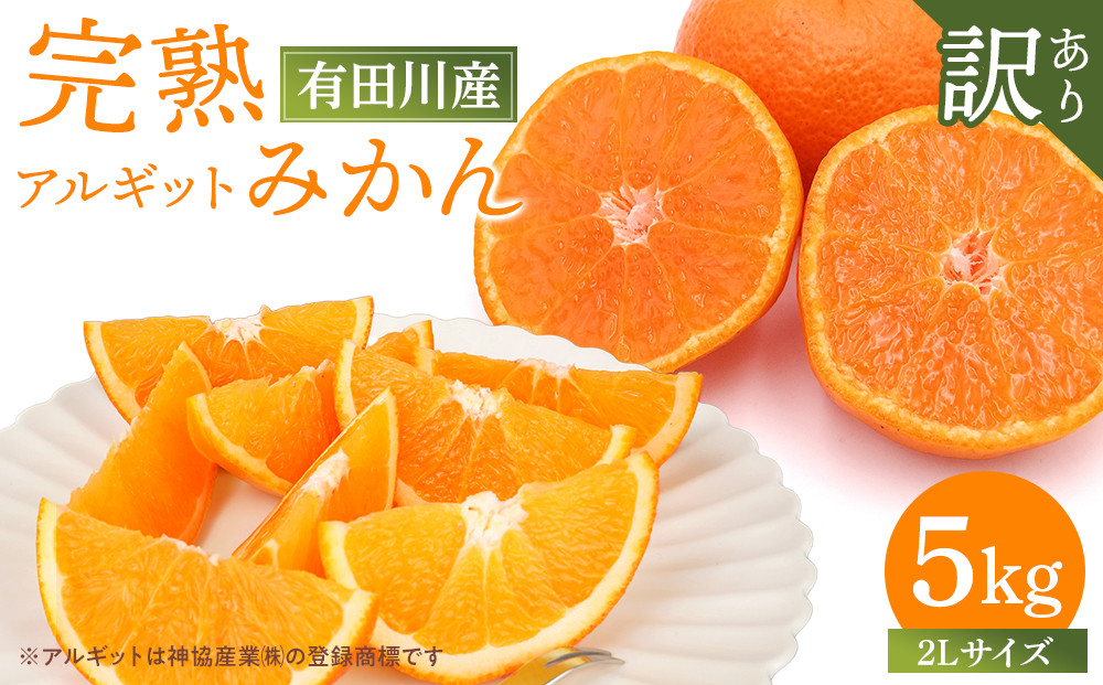 完熟 アルギット みかん 5kg 2L 大玉サイズ 訳あり | 年内発送 可 先行予約 みかん 有田みかん 甘い おいしい ジューシー 皮 薄い 完熟 期間限定 フルーツ 果物 人気 おすすめ こだわり ギフト 旬 お取り寄せ 送料無料 和歌山