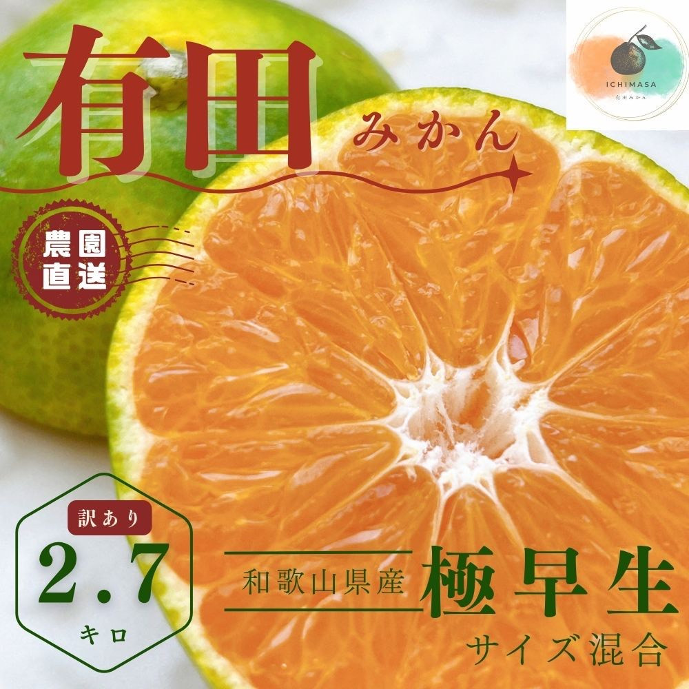 【ふるさと納税】有田みかん 極早生 2.7kg（箱込み3kg） 訳あり M～２Lサイズ 混合 【2025年10月下旬～11月頃発送】 柑橘 フルーツ みかん 産地直送 お取り寄せ 送料無料