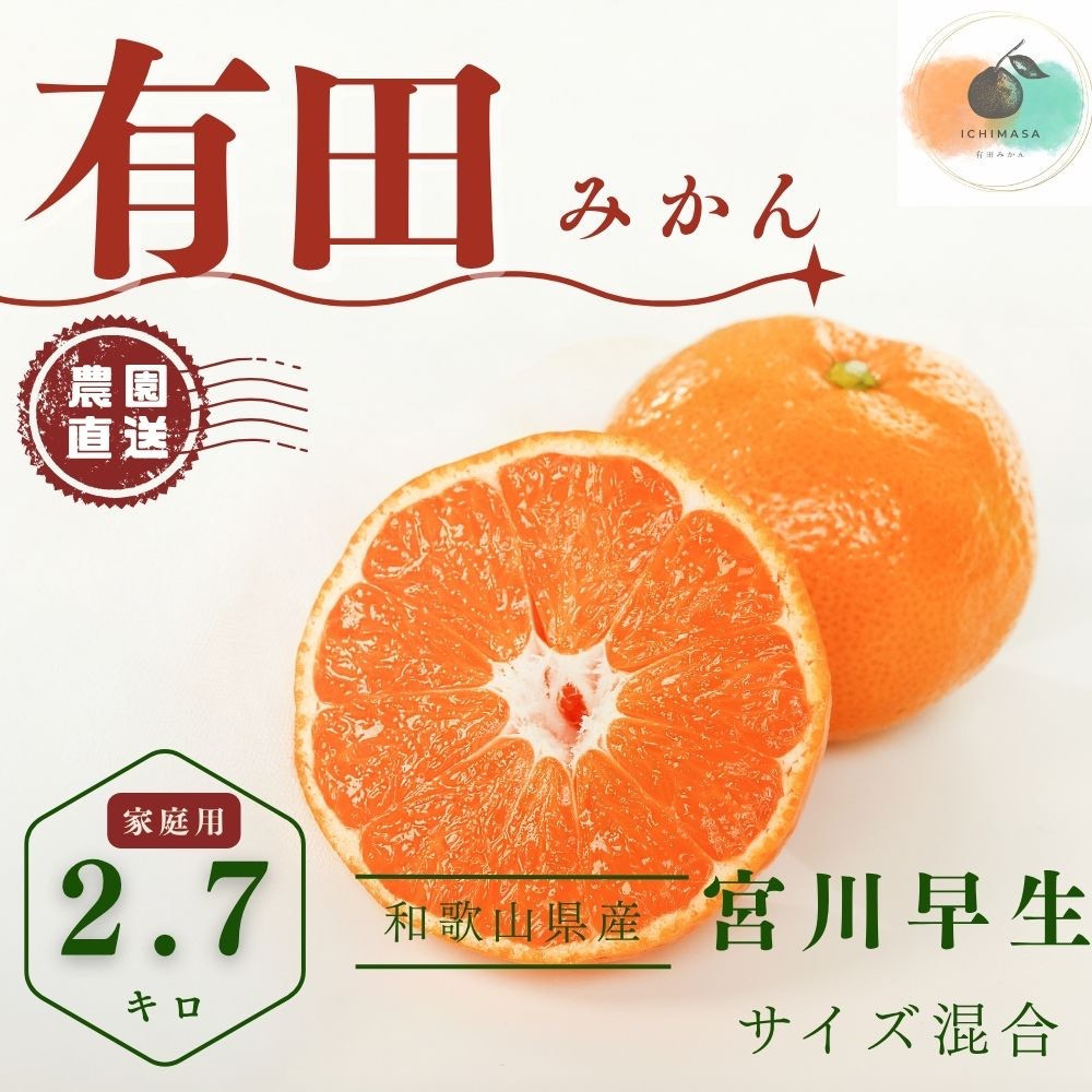 【ふるさと納税】【先行予約】有田みかん 早生 温州みかん 2.7kg（箱込み3kg） 家庭用 S～２Lサイズ 混合 柑橘 フルーツ みかん 産地直送 お取り寄せ 送料無料 温州ミカン