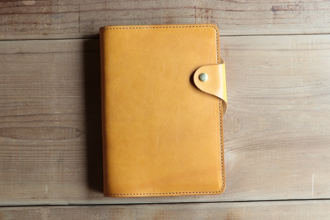 レザー手帳カバー（cousin A5）【イエロー】 イタリアンレザーカバー