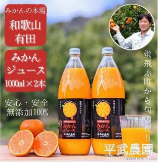 無添加100％みかんジュース2本セット【平武農園】～蛍飛ぶ町から旬の便り～