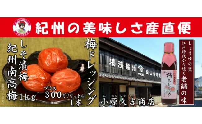 南高梅しそ漬梅干1kgと梅ドレッシング1本　美浜町 ※離島へ