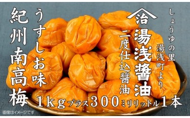 紀州南高梅うすしお味1kgと湯浅醤油1本　美浜町 ※離島への