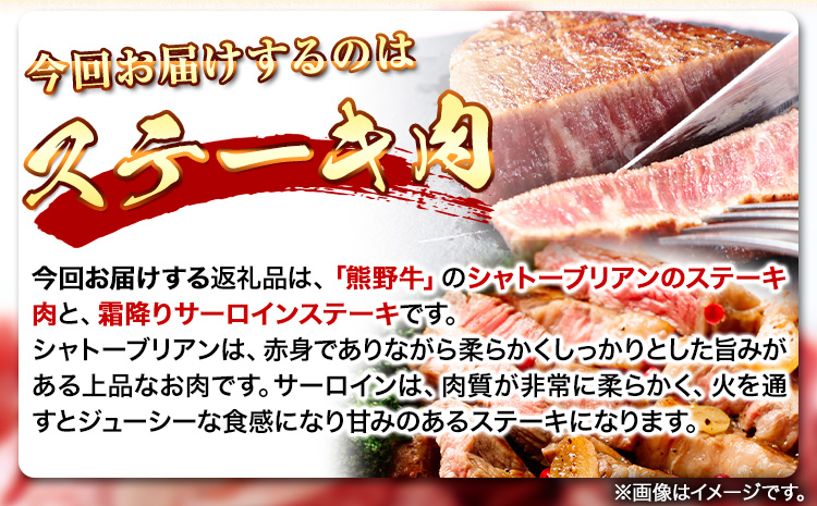 熊野牛A4以上ヒレシャトーブリアンステーキ100g×2枚霜降りサーロイン180g×2枚魚鶴商店《30日以内に出荷予定(土日祝除く)》---wsh_fuot13_30d_23_50000_200g---