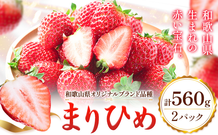 【先行予約】いちご 和歌山県産 紀州和歌山 ブランド いちご まりひめ 2パック 560g 株式会社魚鶴商店 《1月上旬-2月下旬頃出荷》 和歌山県 日高町 フルーツ 果物 スイーツ 甘い---wsh_cuot223_1j2g_25_13000_2p---