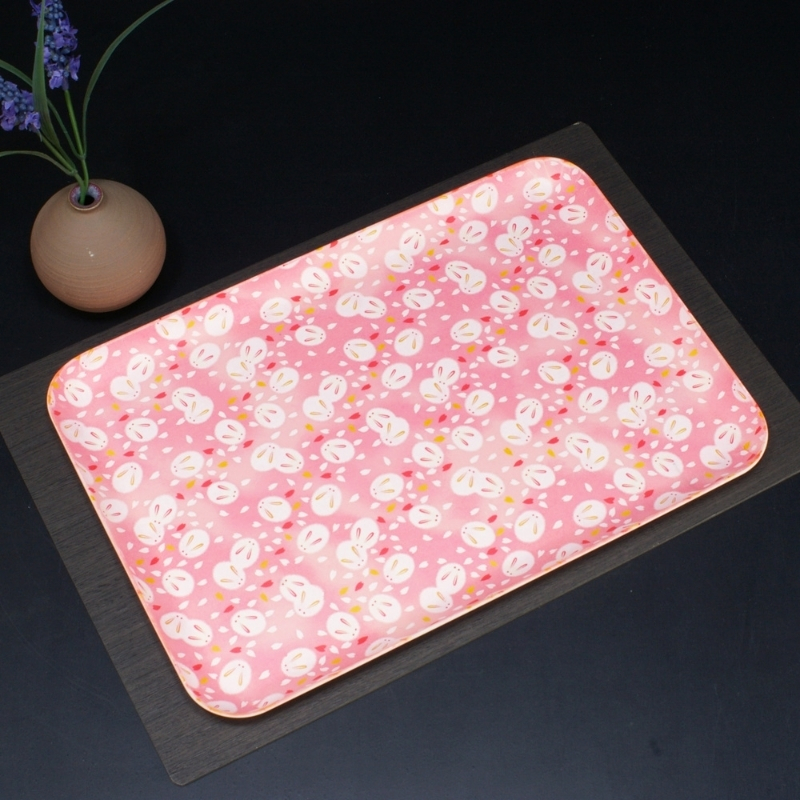 タツクラフト 友禅和紙トレー M 33cm 2枚セット 桜 雪うさぎ 【Tk303】【ttcf112】