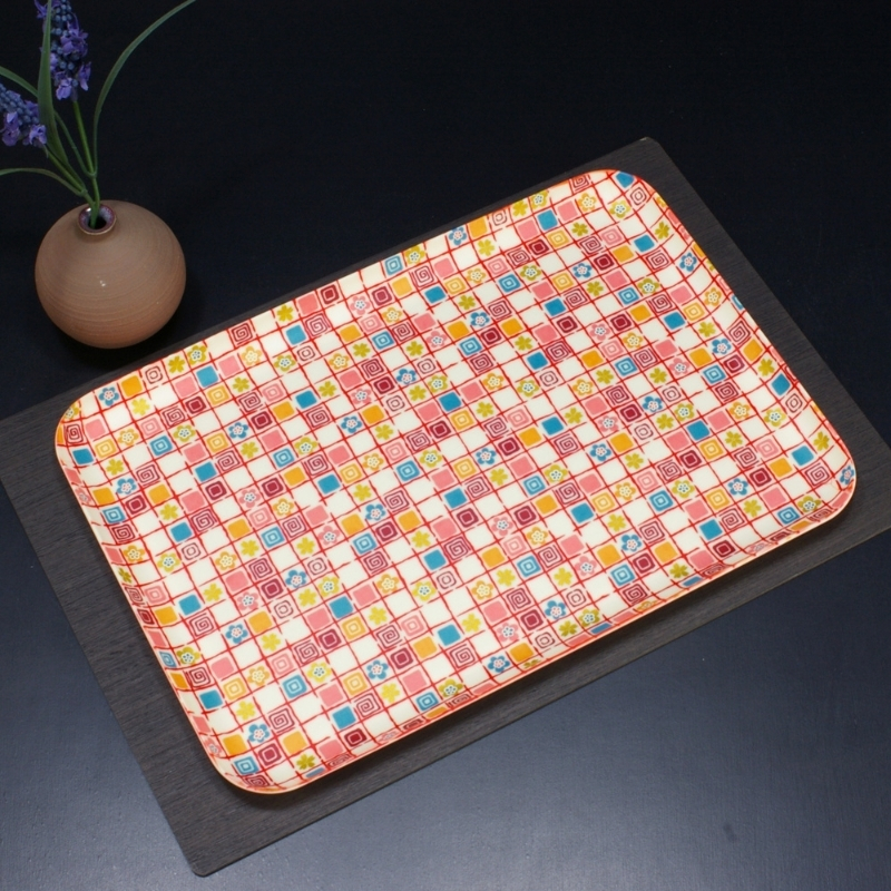 タツクラフト 友禅和紙トレー M 33cm 2枚セット 梅桜 格子 【Tk305】【ttcf114】