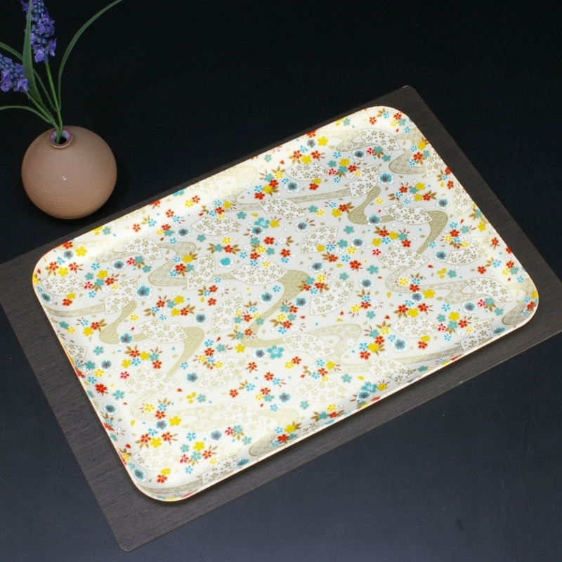 タツクラフト 友禅和紙トレー M 33cm 2枚セット 桜扇 金流水 【Tk312】【ttcf121】