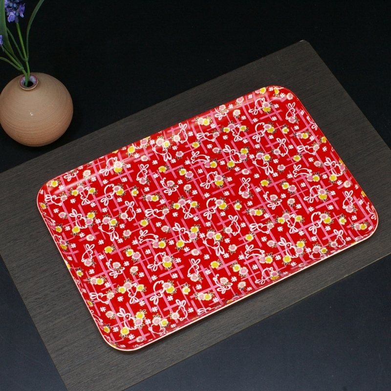 タツクラフト 友禅和紙トレー L 39cm 2枚セット 小花 舞うさぎ 【Tk322】【ttcf131】