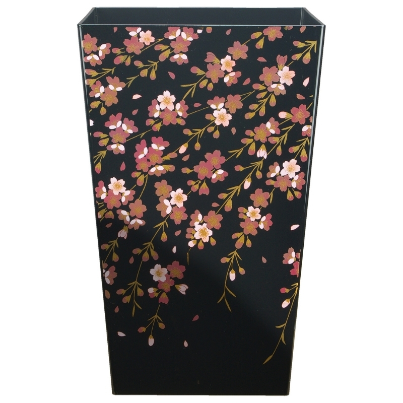 蒔絵調 ダストボックス M角 6.7L 桜ブラック タツクラフト 【Tk139】【ttcf018】