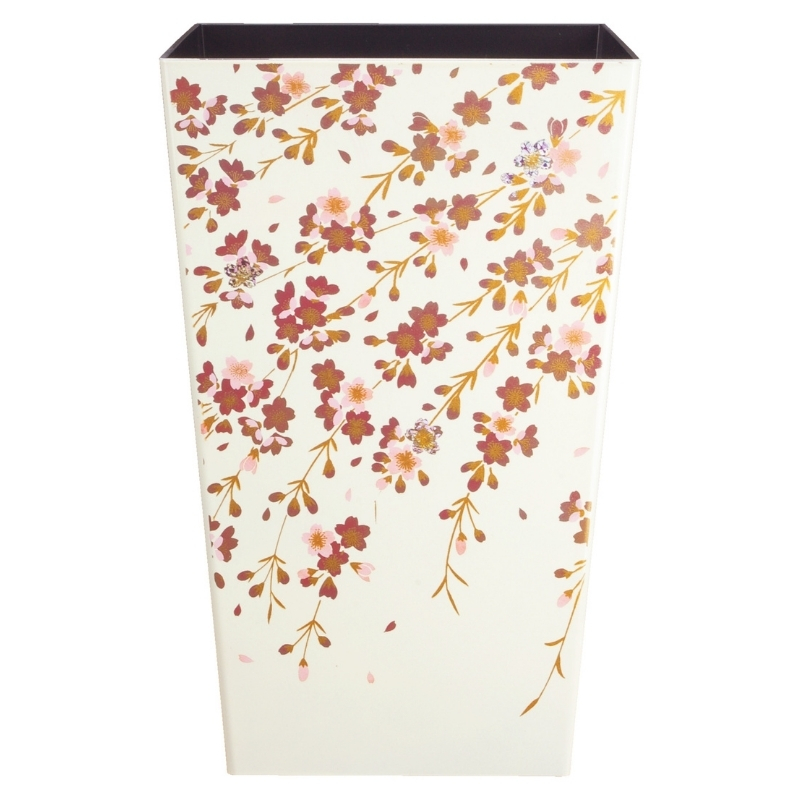 蒔絵調 ダストボックス M角 6.7L 桜ホワイト タツクラフト 【Tk140】【ttcf019】