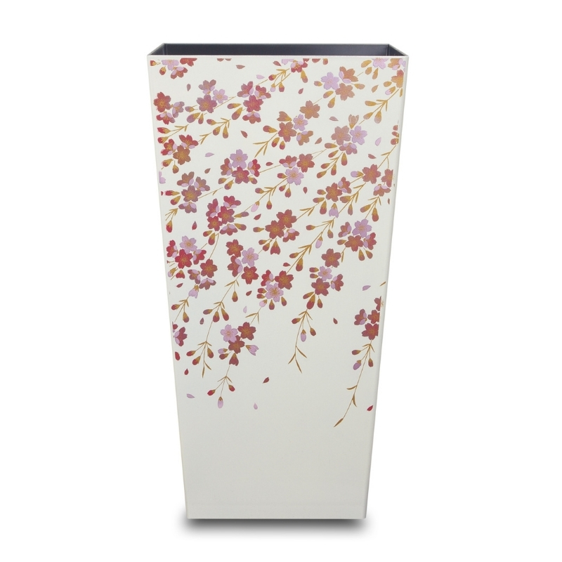 蒔絵調 ダストボックス L角 9.5L 桜ホワイト タツクラフト 【Tk148】【ttcf027】