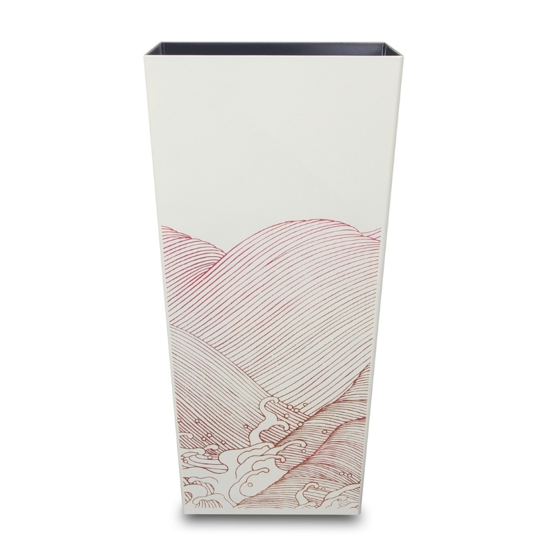 蒔絵調 ダストボックス L角 9.5L 波ホワイト タツクラフト 【Tk150】【ttcf029】