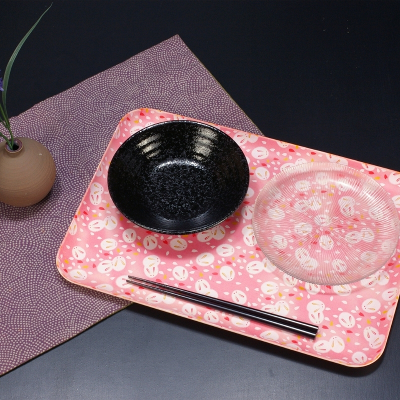 タツクラフト 友禅和紙トレー M 33cm 2枚セット 桜 雪うさぎ 【Tk303】【ttcf112】