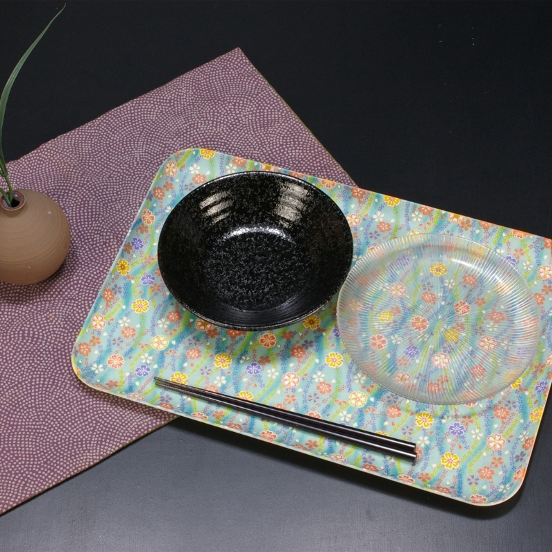 タツクラフト 友禅和紙トレー M 33cm 2枚セット 梅桜 桜流れ 【Tk313】【ttcf122】