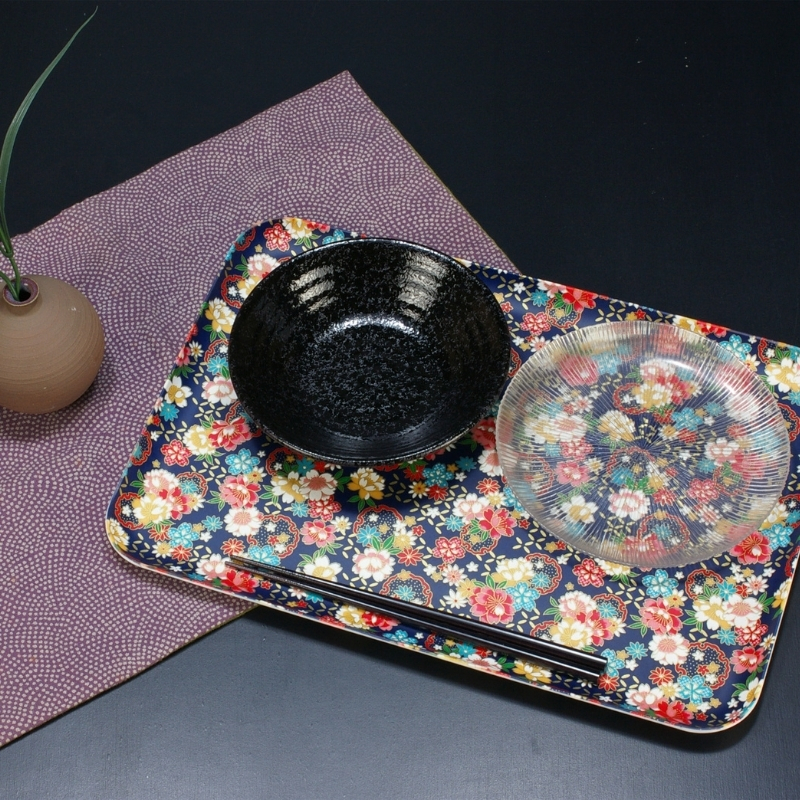タツクラフト 友禅和紙トレー M 33cm 2枚セット 桜 牡丹文 【Tk315】【ttcf124】