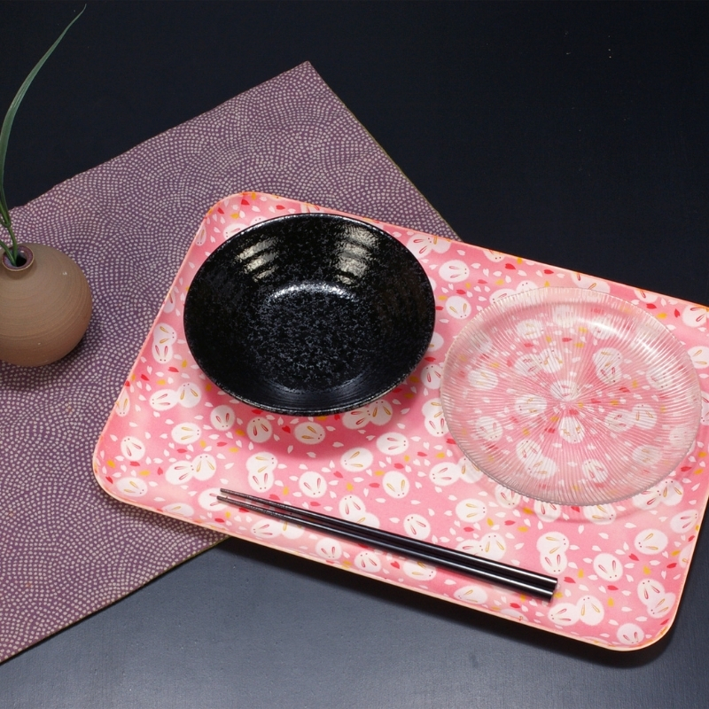 タツクラフト 友禅和紙トレー L 39cm 2枚セット 桜 雪うさぎ 【Tk317】【ttcf126】