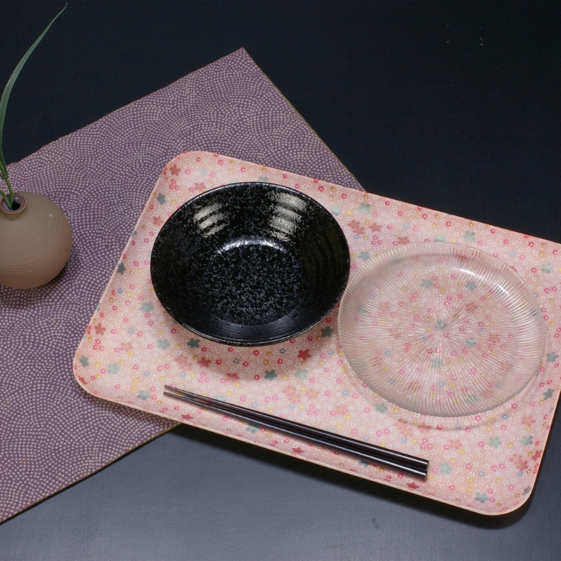 タツクラフト 友禅和紙トレー L 39cm 2枚セット 小花 吹雪 【Tk320】【ttcf129】