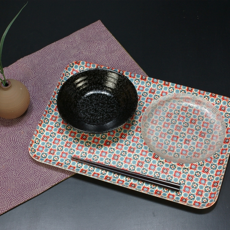 タツクラフト 友禅和紙トレー L 39cm 2枚セット 花入り格子 【Tk328】【ttcf137】