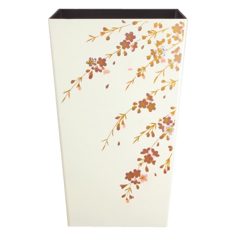 蒔絵調 ダストボックス M角 6.7L 桜ホワイト タツクラフト 【Tk140】【ttcf019】