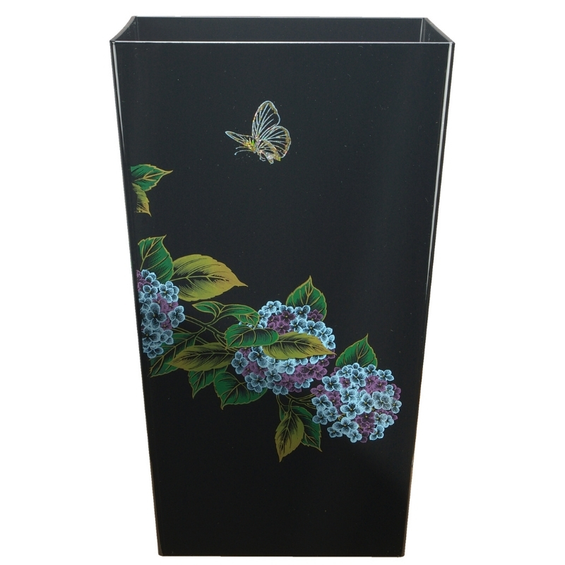 蒔絵調 ダストボックス M角 6.7L 紫陽花ブラック タツクラフト 【Tk141】【ttcf020】