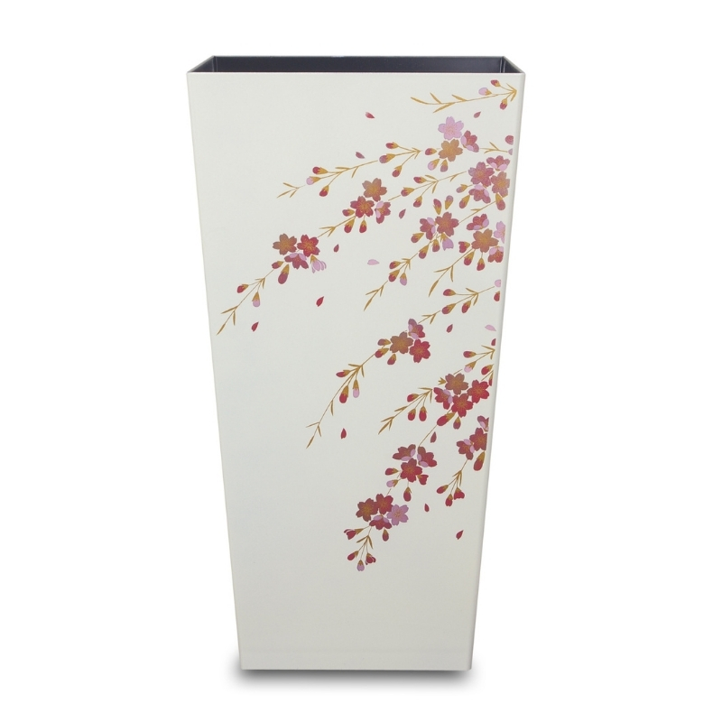 蒔絵調 ダストボックス L角 9.5L 桜ホワイト タツクラフト 【Tk148】【ttcf027】