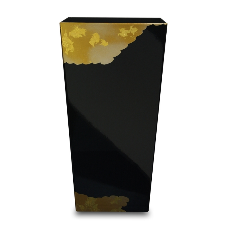 蒔絵調 ダストボックス L角 9.5L 金雲ブラック タツクラフト 【Tk151】【ttcf030】