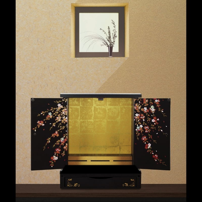 タツクラフト 紀州塗り ミニ仏壇 雅 小 しだれ桜 【Tk166】【ttcf038】