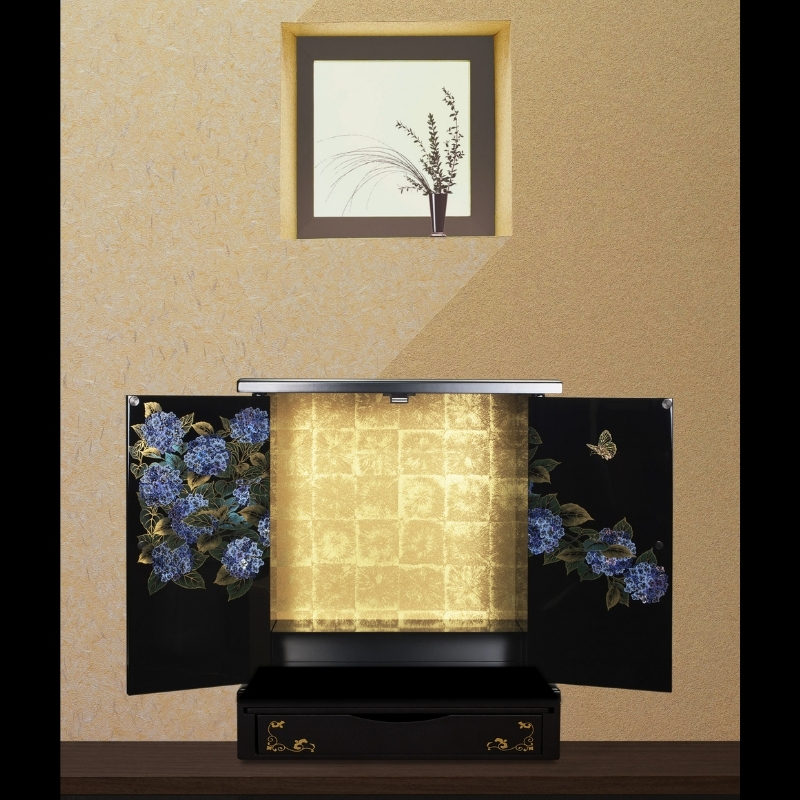タツクラフト 紀州塗り ミニ仏壇 雅 小 紫陽花 【Tk167】【ttcf039】