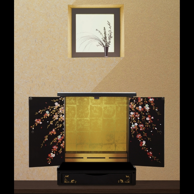 タツクラフト 紀州塗り ミニ仏壇 雅 大 しだれ桜 【Tk168】【ttcf040】