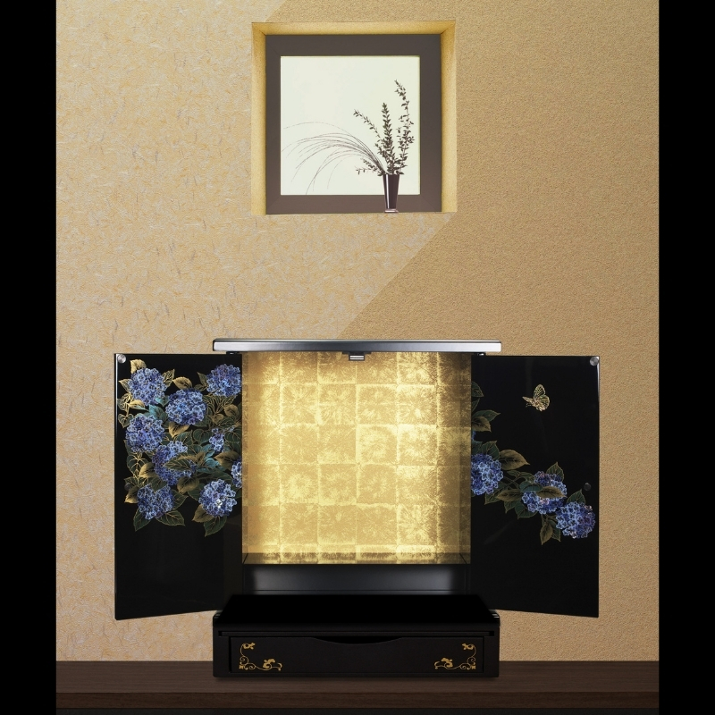 タツクラフト 紀州塗り ミニ仏壇 雅 大 紫陽花 【Tk169】【ttcf041】