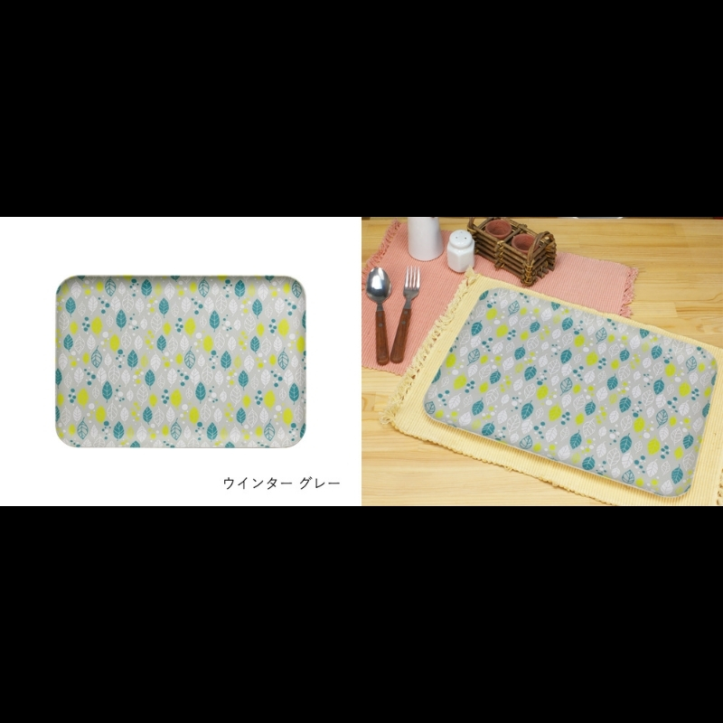 友禅染和紙トレー L 39cm ２枚セット ウインターリーフ グレー タツクラフト 【Tk293】【ttcf103】