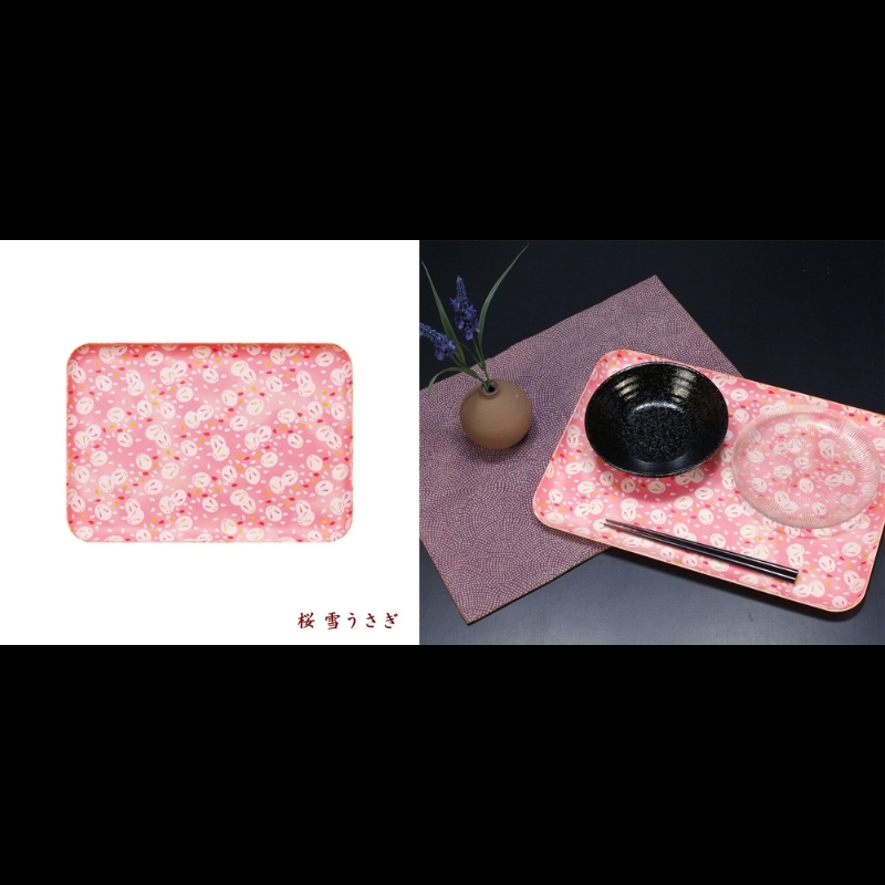 タツクラフト 友禅和紙トレー M 33cm 2枚セット 桜 雪うさぎ 【Tk303】【ttcf112】