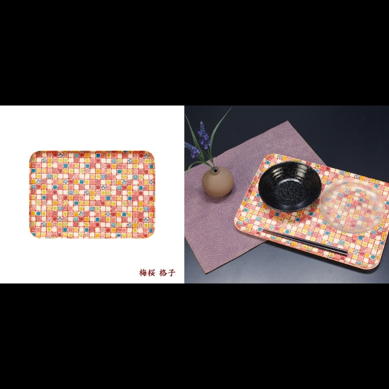 タツクラフト 友禅和紙トレー M 33cm 2枚セット 梅桜 格子 【Tk305】【ttcf114】