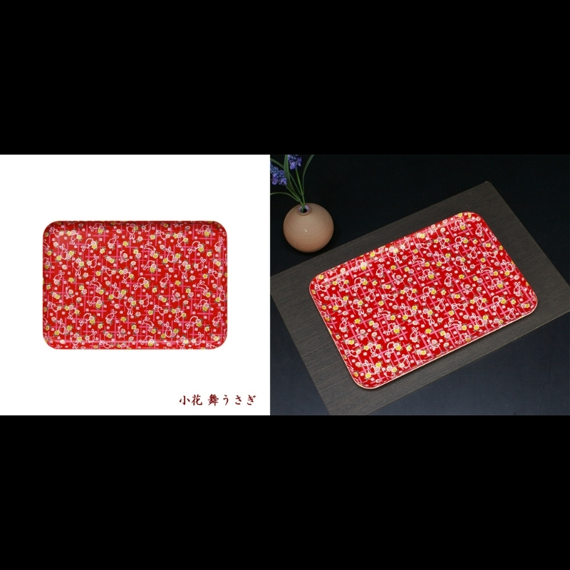 タツクラフト 友禅和紙トレー M 33cm 2枚セット 小花 舞うさぎ 【Tk308】【ttcf117】