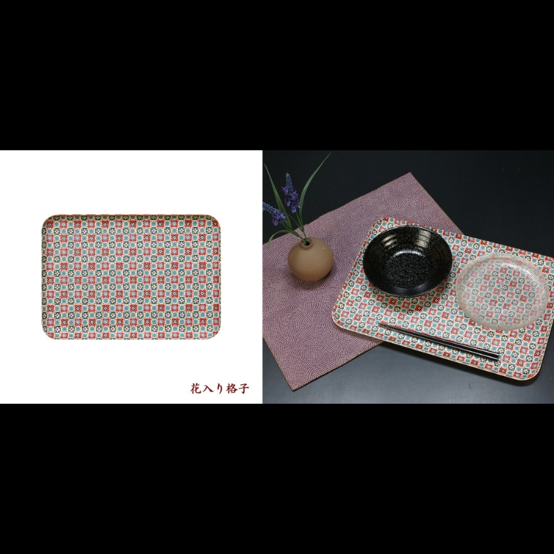 タツクラフト 友禅和紙トレー M 33cm 2枚セット 花入り格子 【Tk314】【ttcf123】