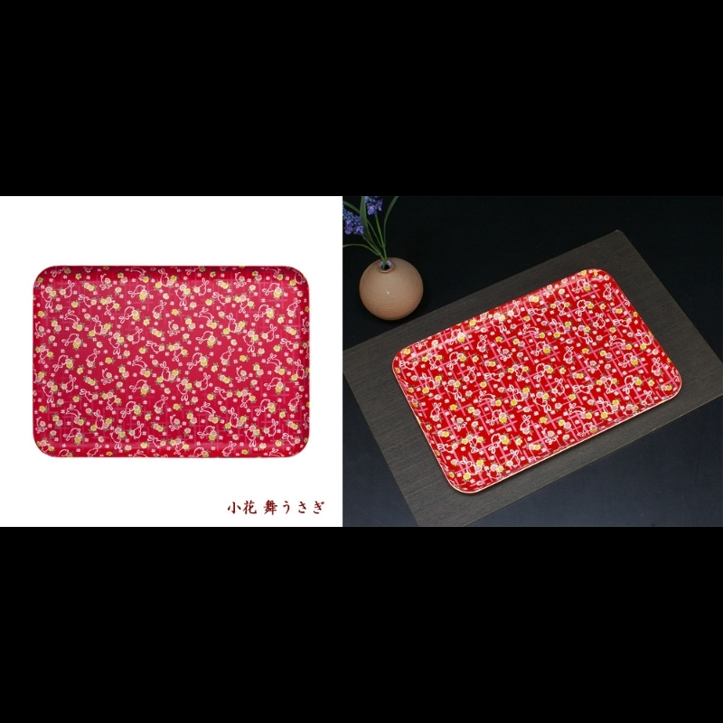 タツクラフト 友禅和紙トレー L 39cm 2枚セット 小花 舞うさぎ 【Tk322】【ttcf131】