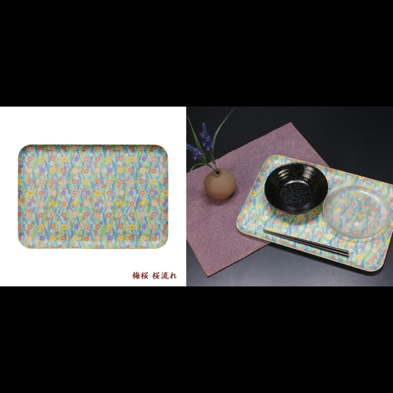 タツクラフト 友禅和紙トレー L 39cm 2枚セット 梅桜 桜流れ 【Tk327】【ttcf136】