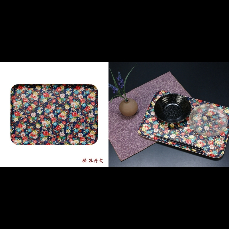 タツクラフト 友禅和紙トレー L 39cm 2枚セット 桜 牡丹文 【Tk329】【ttcf138】