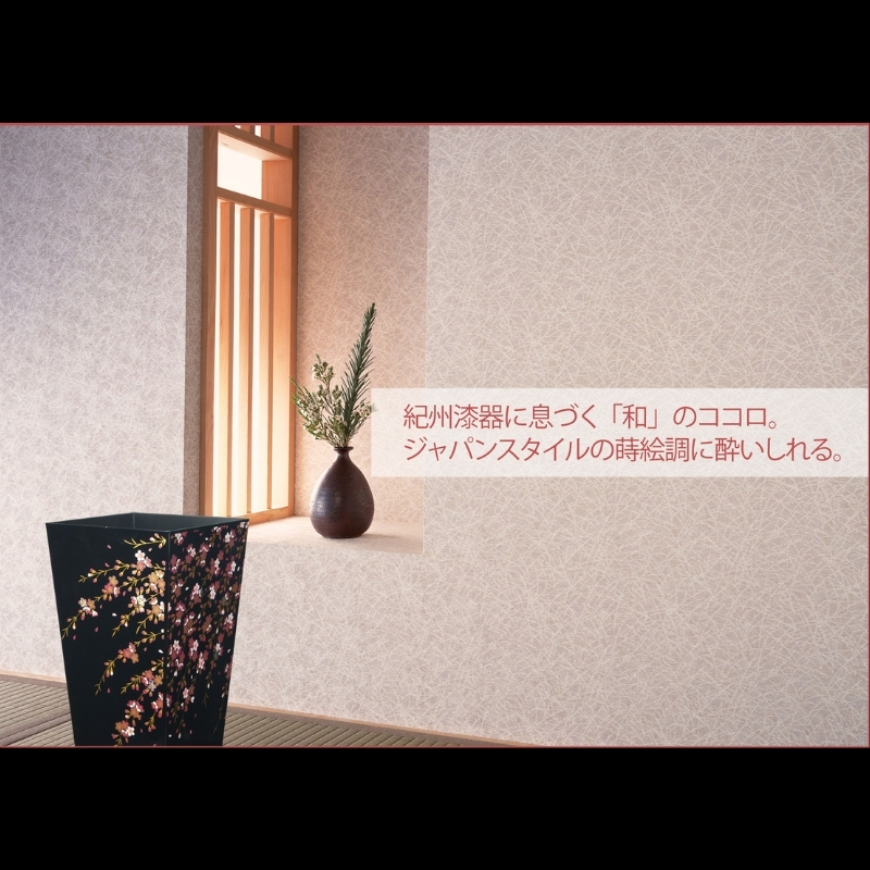 蒔絵調 ダストボックス M角 6.7L 桜ブラック タツクラフト 【Tk139】【ttcf018】