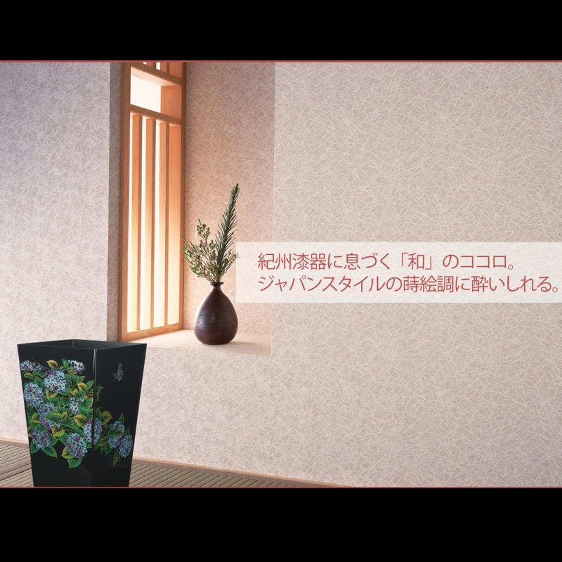 蒔絵調 ダストボックス M角 6.7L 紫陽花ブラック タツクラフト 【Tk141】【ttcf020】