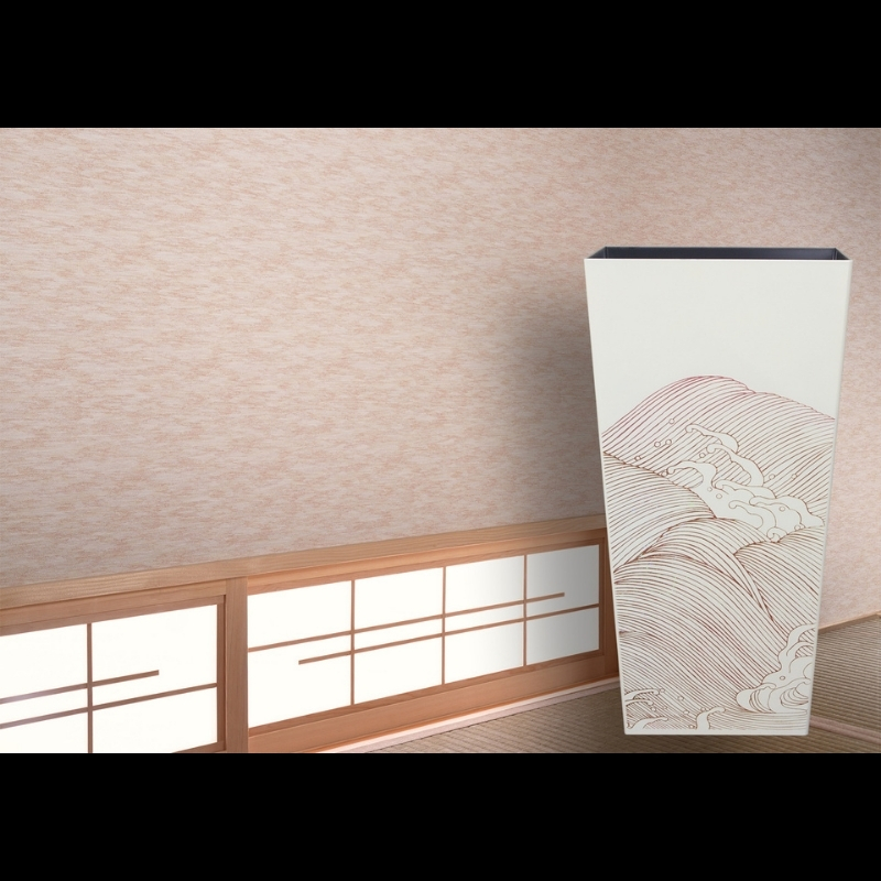 蒔絵調 ダストボックス L角 9.5L 波ホワイト タツクラフト 【Tk150】【ttcf029】